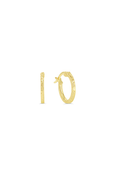 Bella Gold Collection 10Kt Yellow Gold Diamond-Cut Hoop Earrings