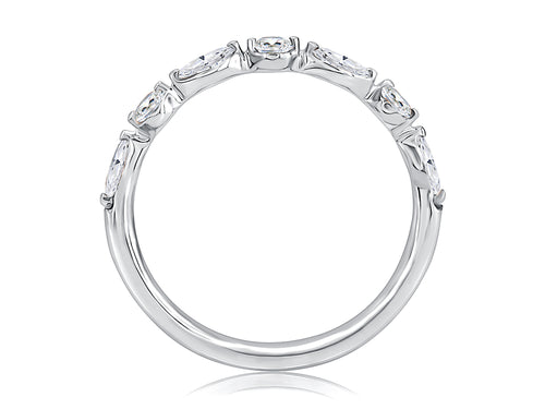 A.Jaffe Alternating Marquise and Round Diamond Anniversary Band in 14K White Gold