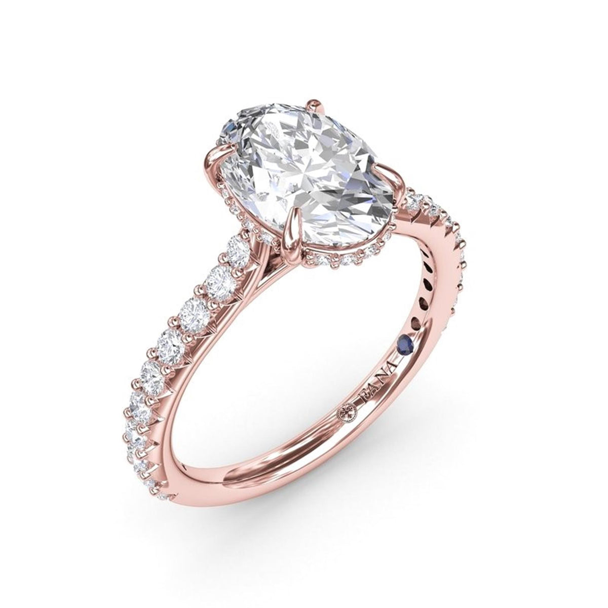 14Kt Rose Gold Classic Prong Engagement Ring Mounting With 0.48cttw Natural Diamonds