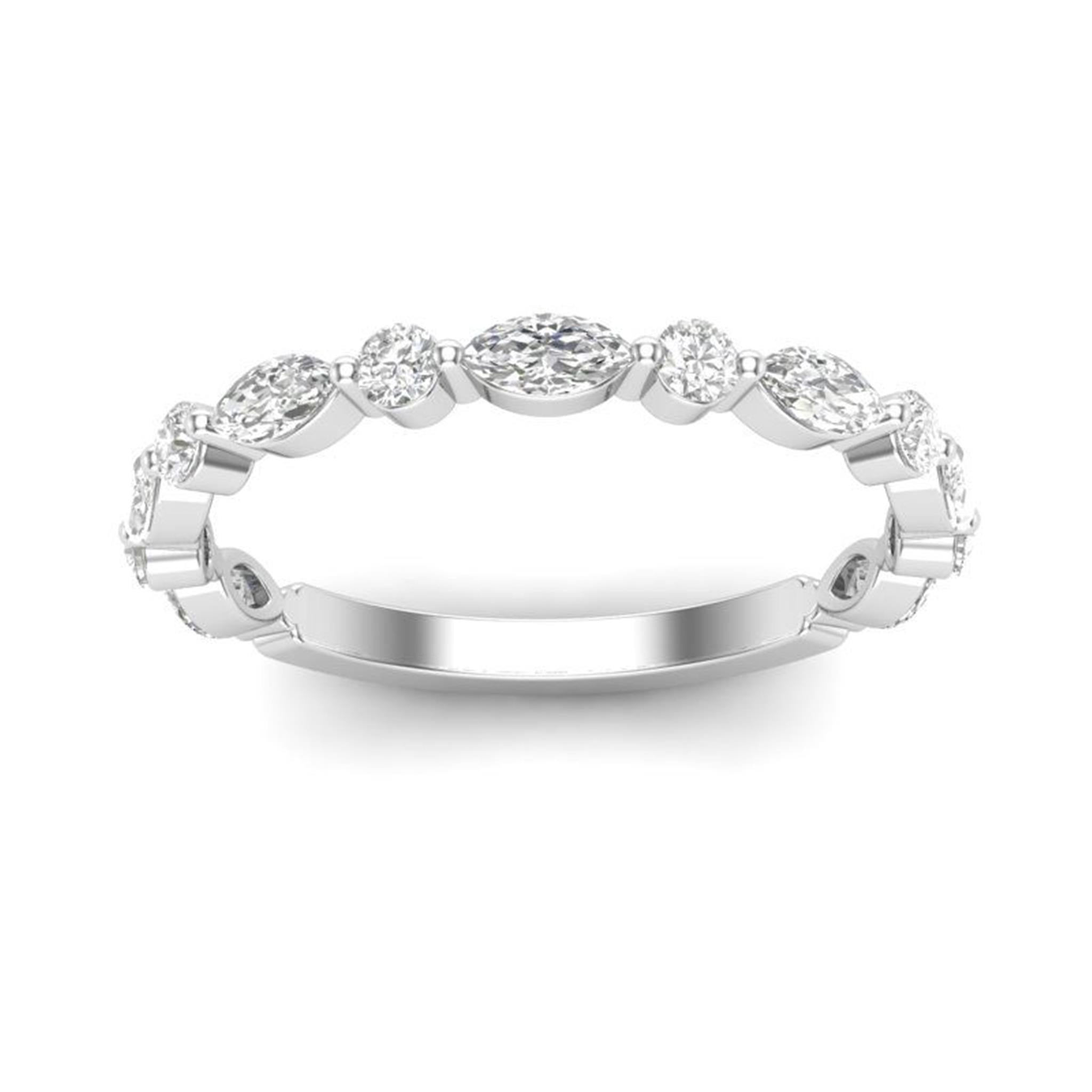 14Kt White Gold Stackable Ring With 0.73cttw Natural Diamonds