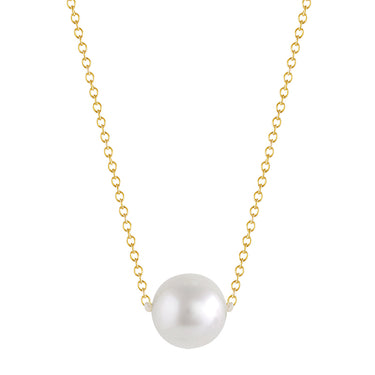 14Kt Yellow Gold 7.5-8mm Single Akoya Pearl on an 18" Oval Link Chain