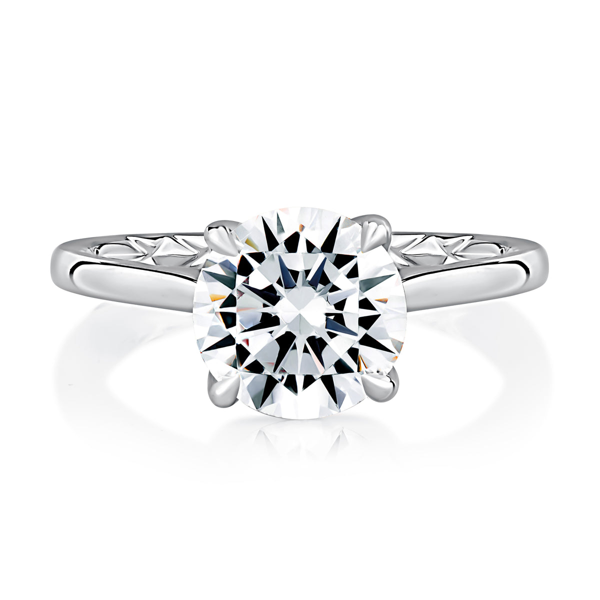 A. Jaffe Tulip Solitaire Engagement Ring in 14K White Gold