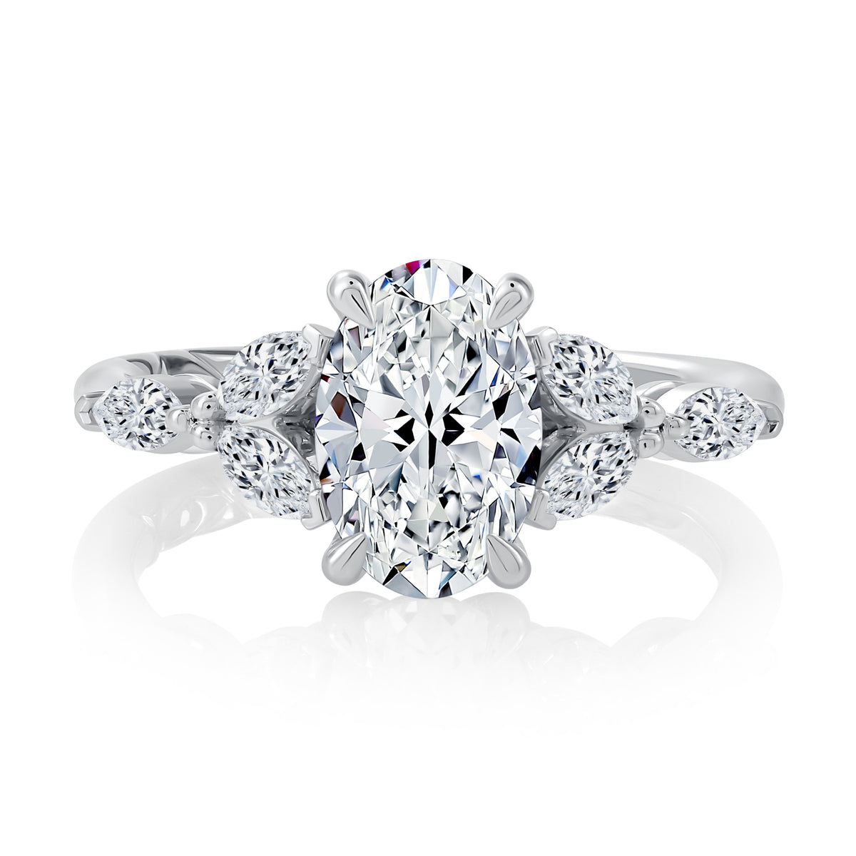 A.Jaffe Floral 0.60ctw Diamond Engagement Ring in 14K White Gold