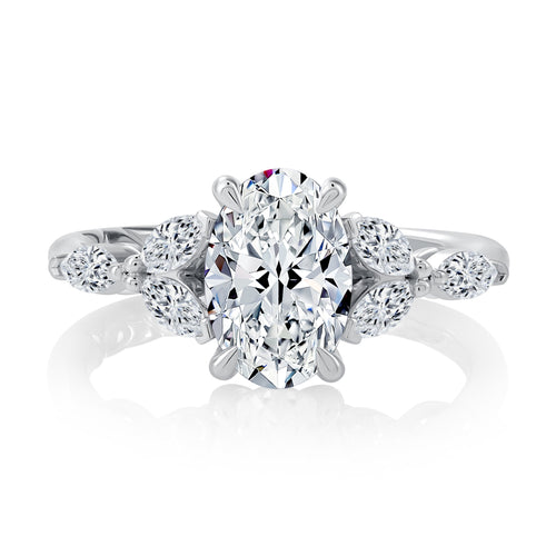 A.Jaffe Floral 0.60ctw Diamond Engagement Ring in 14K White Gold