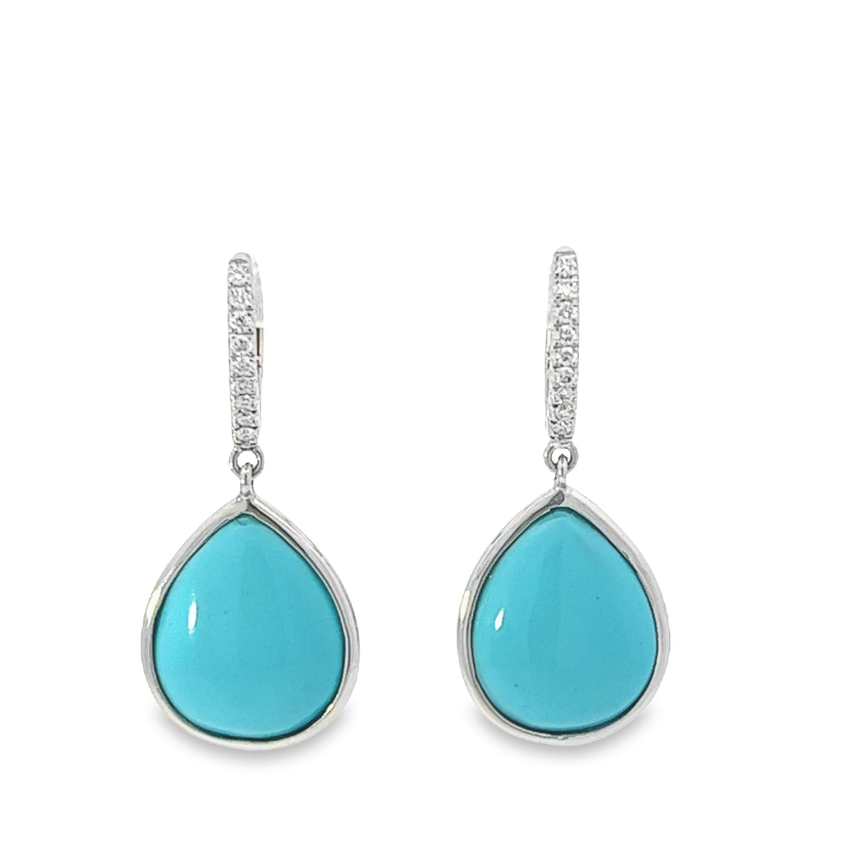 14Kt White Gold Dangle Earrings Gemstone Earrings With 5.04ct Turquoise