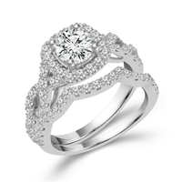 14Kt White Gold Infiity Weve Halo Engagement  Set With 2.00ctwt Natural Diamonds