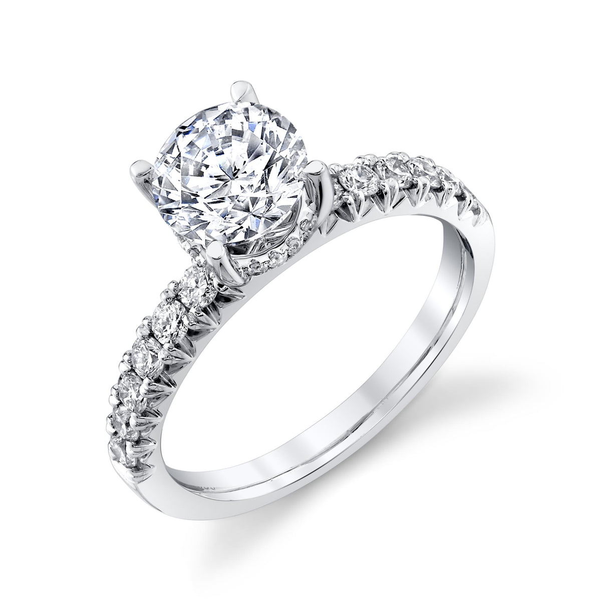 Pure Lasker Platinum Collection Engagement Ring with Natural Diamonds and Hidden Halo