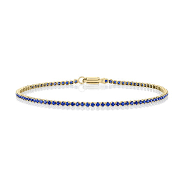Shy Creation 14Kt Yellow Gold 1.60 Cttw Blue Sapphire Micro-Tennis Bracelet