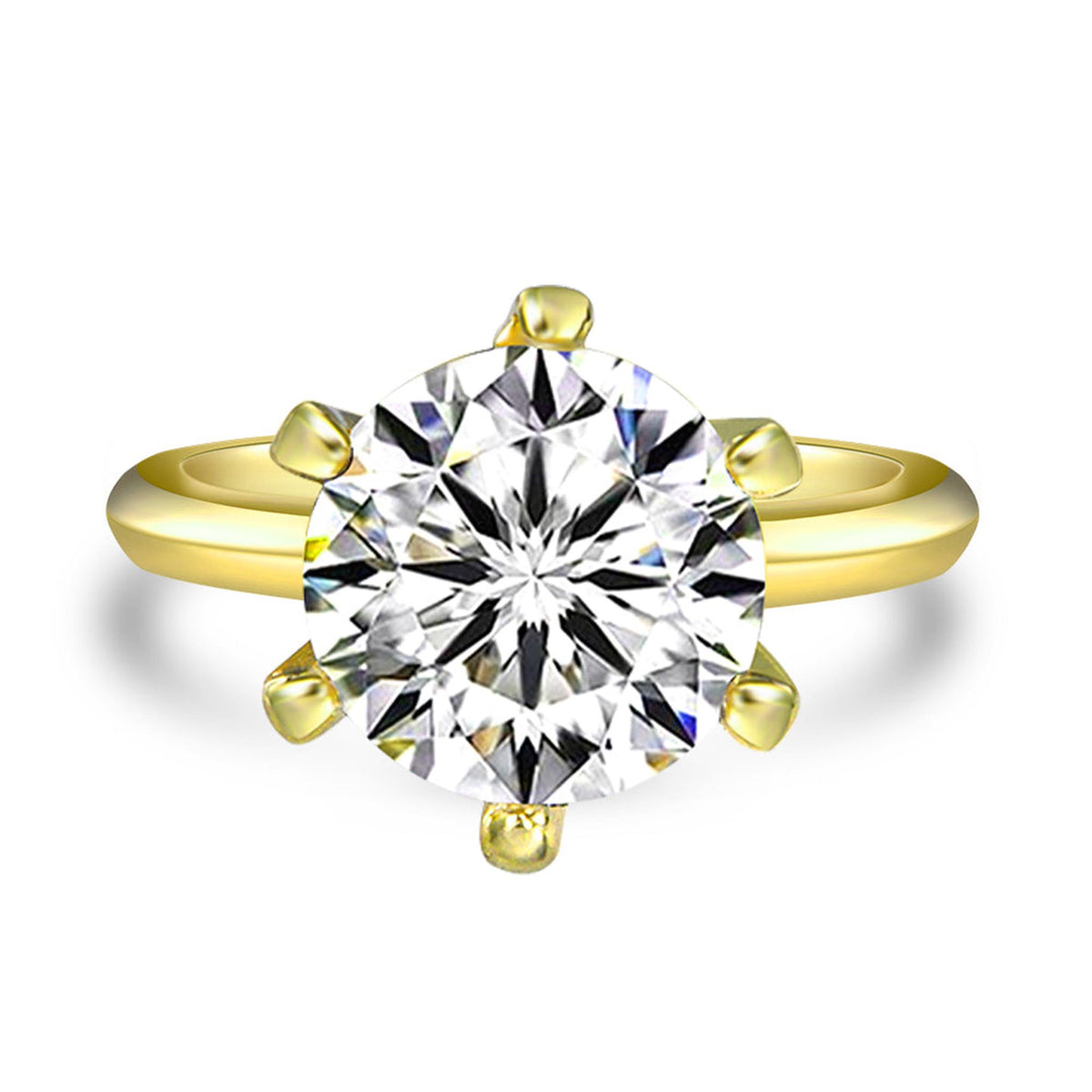 Travel Collection 4ct Crystalline Soliaire Engagement Ring is Gold Plated Sterling SIlver - Size 8