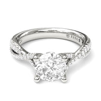 14Kt White Gold Free-Form Engagement Ring Mounting With 0.31cttw Natural Diamonds