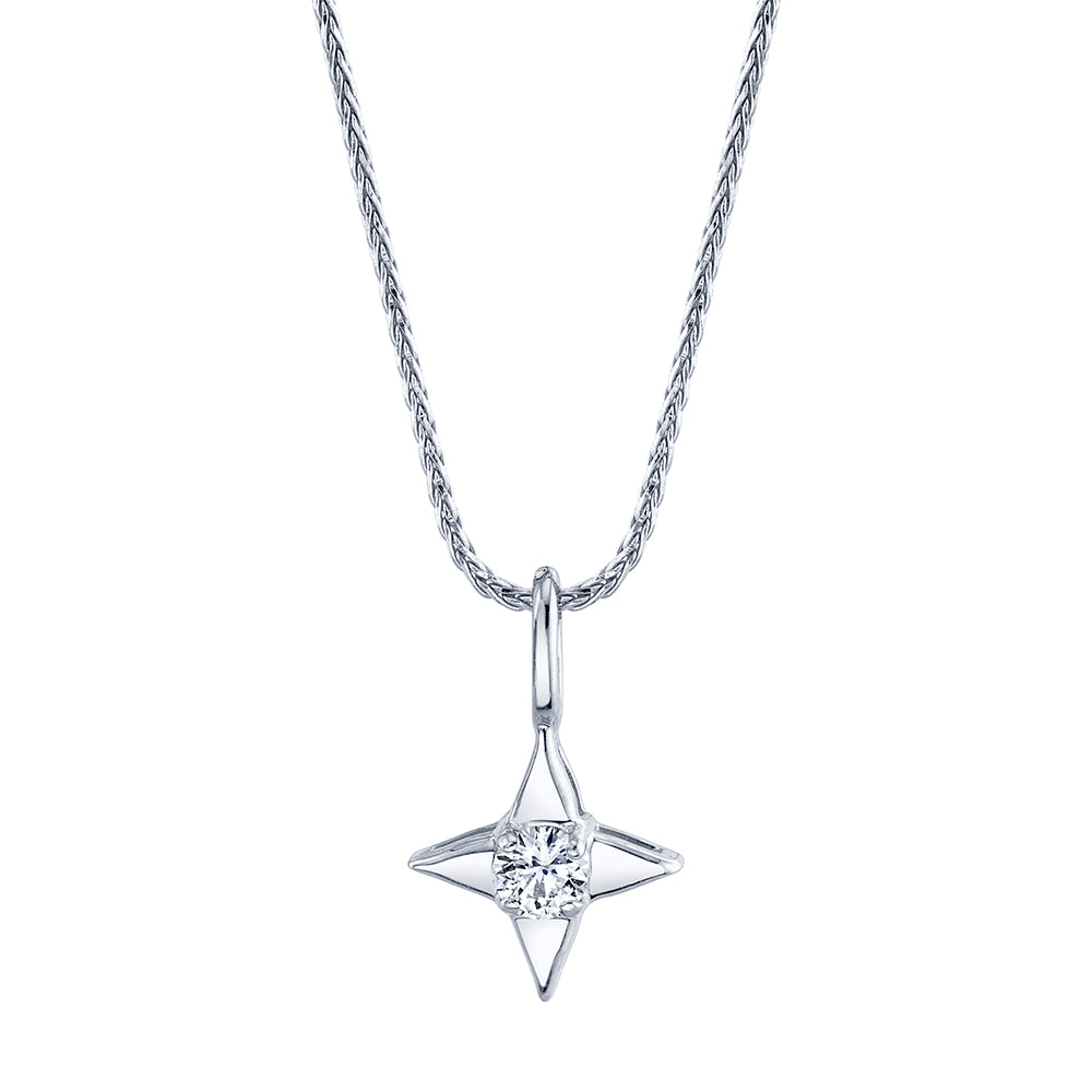 Star Of Hope 14K White Gold Pendant with .10ct Natural Diamond