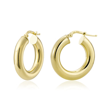 Miss Mimi Sterling Silver With 14Kt Yellow Gold Overlay 25x5mm Hoop Earrings