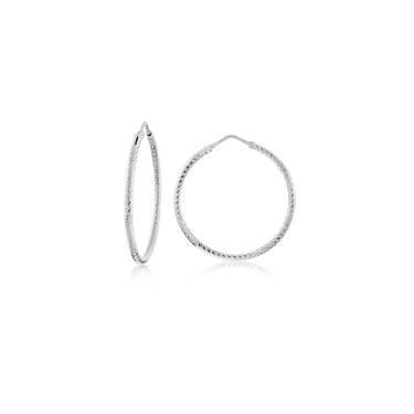 Sterling Silver Diamond-Cut 35mm Medium Hoops