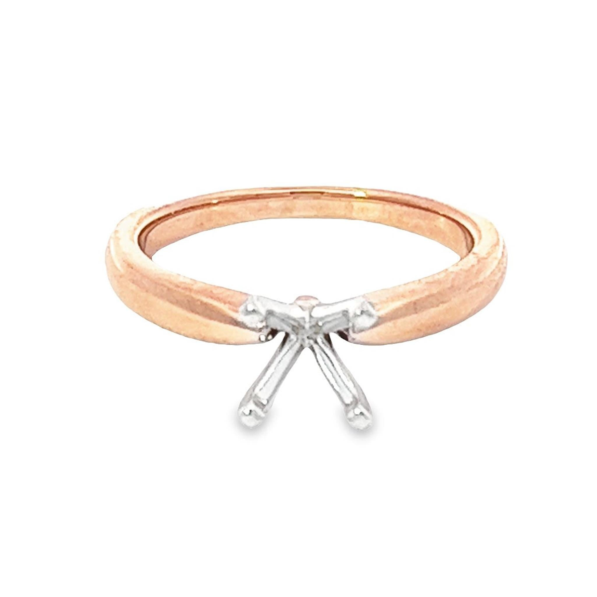 14Kt Rose Gold Tapered Solitaire Ring Mounting - Round Center Stone Sold Separately