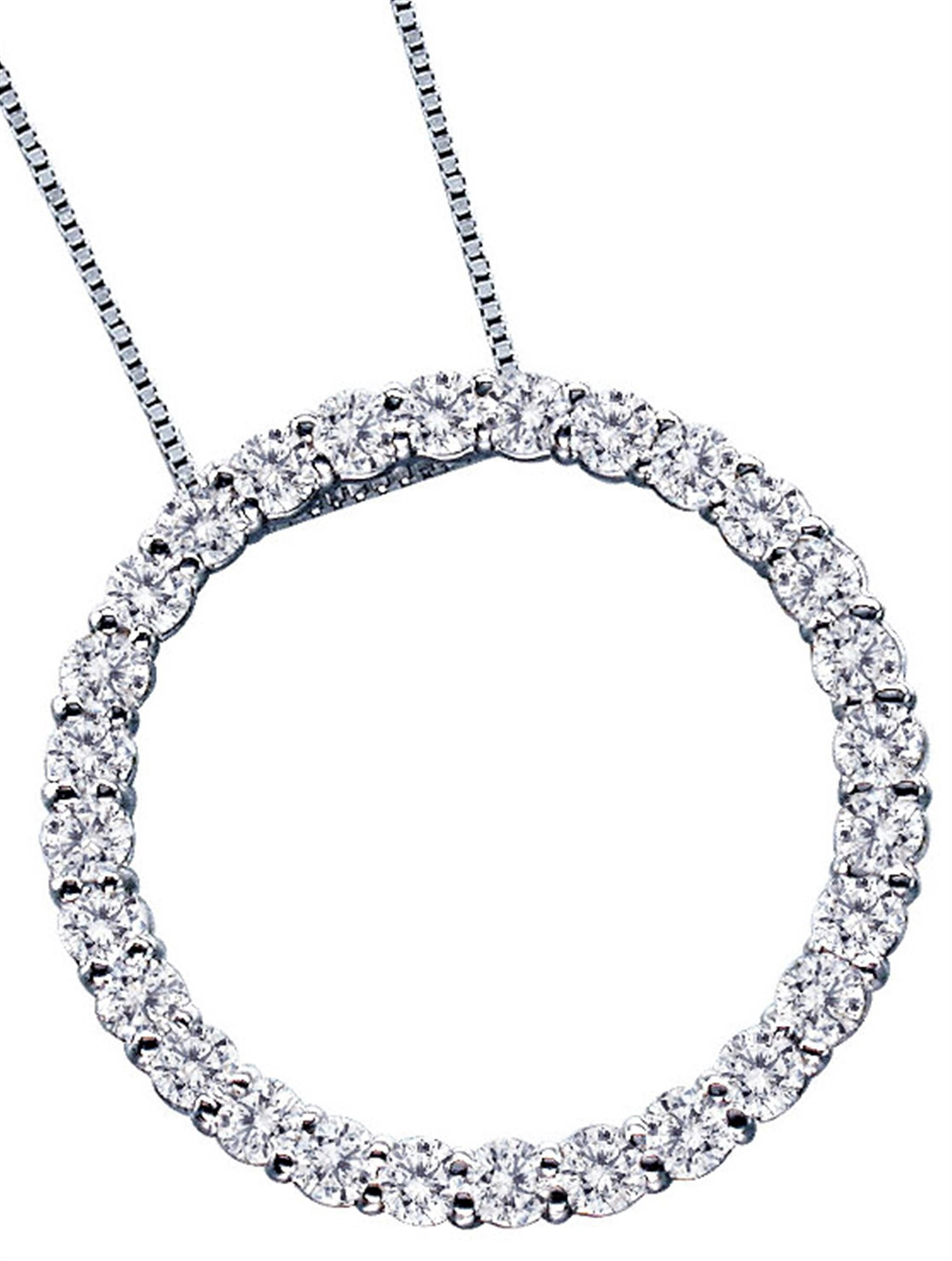 14Kt White Gold Circle Pendant With 2.00cttw Lab-Grown Diamonds