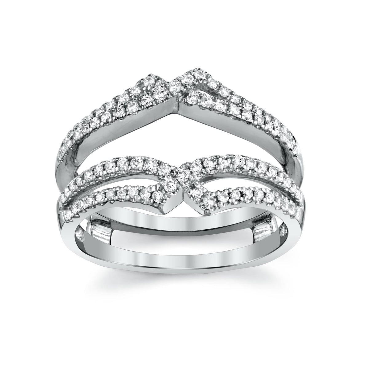 14Kt White Gold Insert Guard Ring With 0.40cttw Natural Diamonds