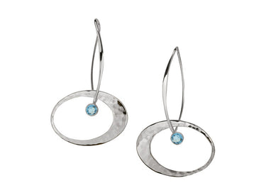 E.L. Designs Sterling Silver Elliptical Elegance Earrings with Blue Topaz - Medium