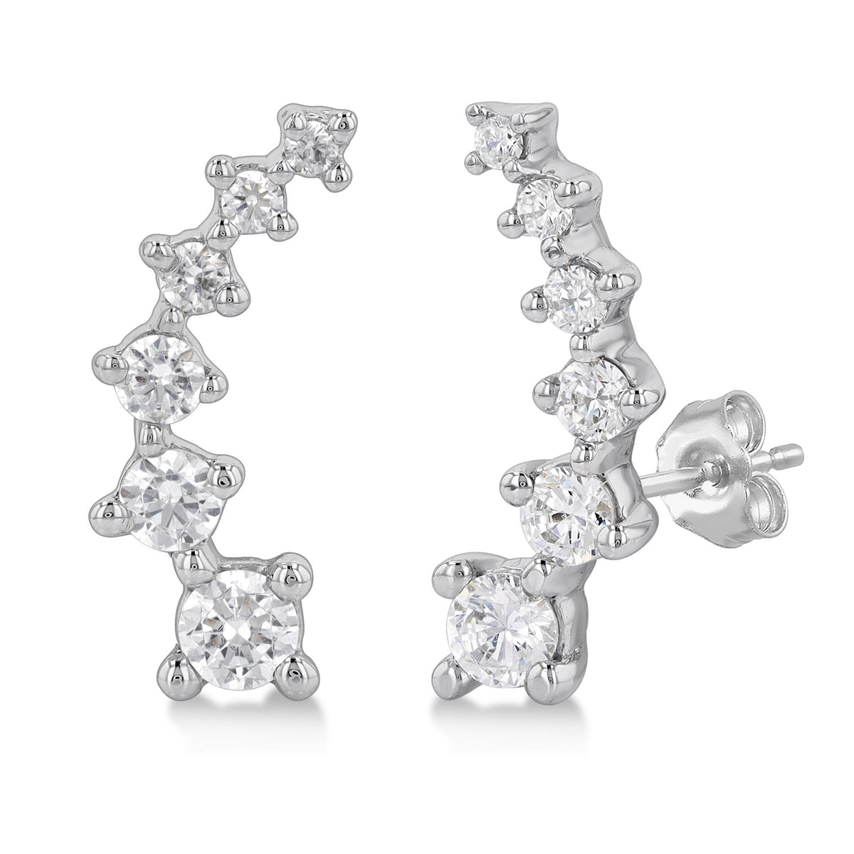 14Kt White Gold Climber Earrings with 0.50cttw Natural Diamonds