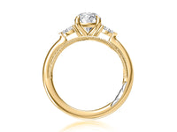A. Jaffe Three-Stone Cathedral Engagement Ring in 14K Yellow Gold