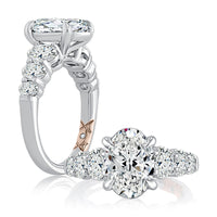 A. Jaffe Natural Diamond Engagement Ring with Oval Center Diamond and Round Cut Side Diamond Accents