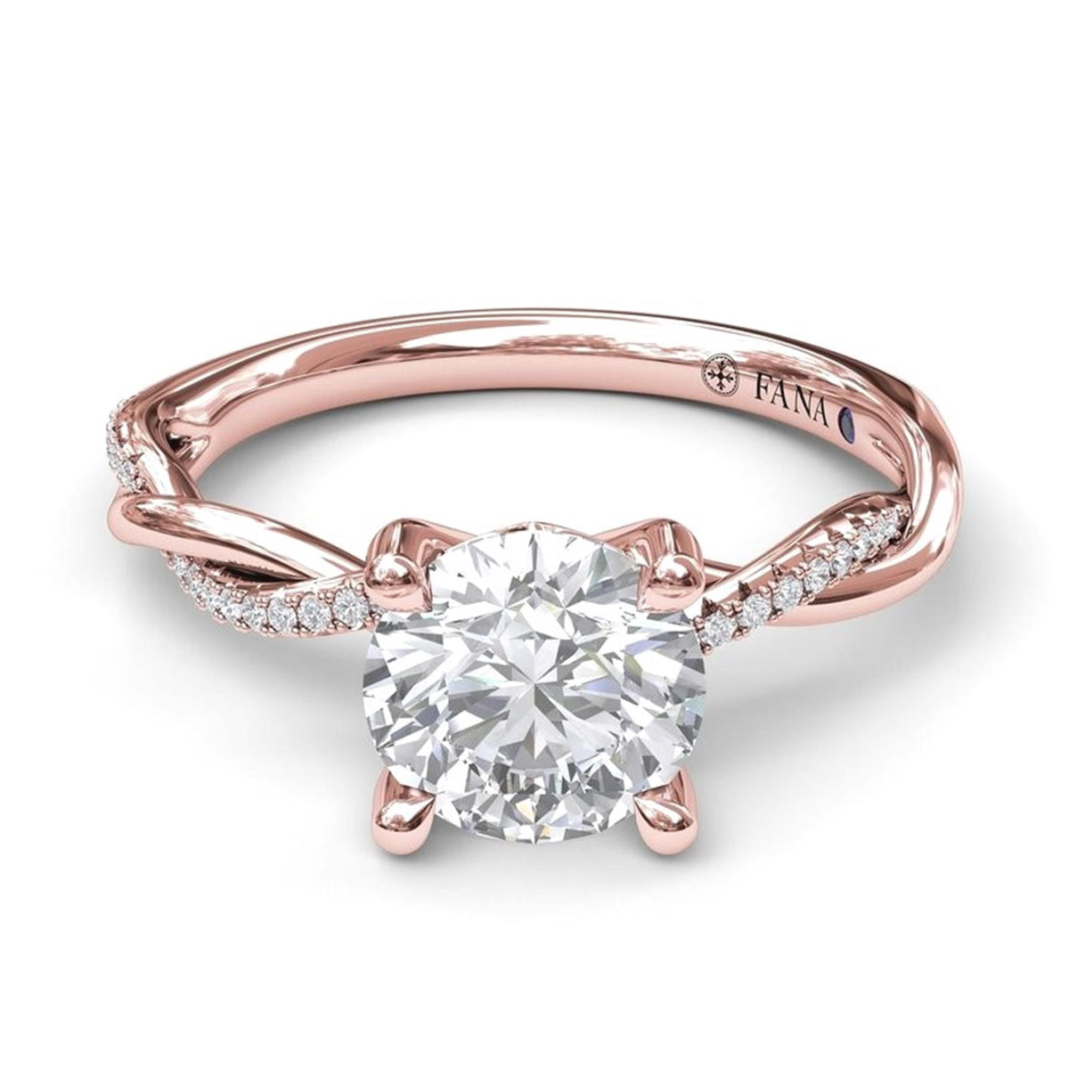 14Kt Rose Gold Classic Prong Engagement Ring Mounting With 0.10cttw Natural Diamonds