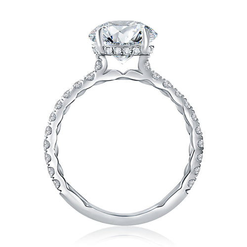 A. Jaffe Round Diamond Pave & Hidden Halo Engagement Ring in 14K White Gold