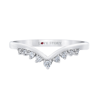 14Kt White Gold Tiara Wedding Ring With 0.12cttw Natural Diamonds