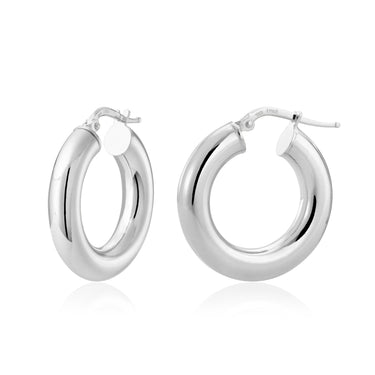 Miss Mimi Italian Sterling Silver 25x5mm Hoop Earrings