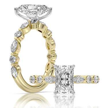 Centurion Collection 14Kt Yellow Gold 100-Faceted 2.5ct Lab-Grown Radiant Center Diamond Engagement Ring