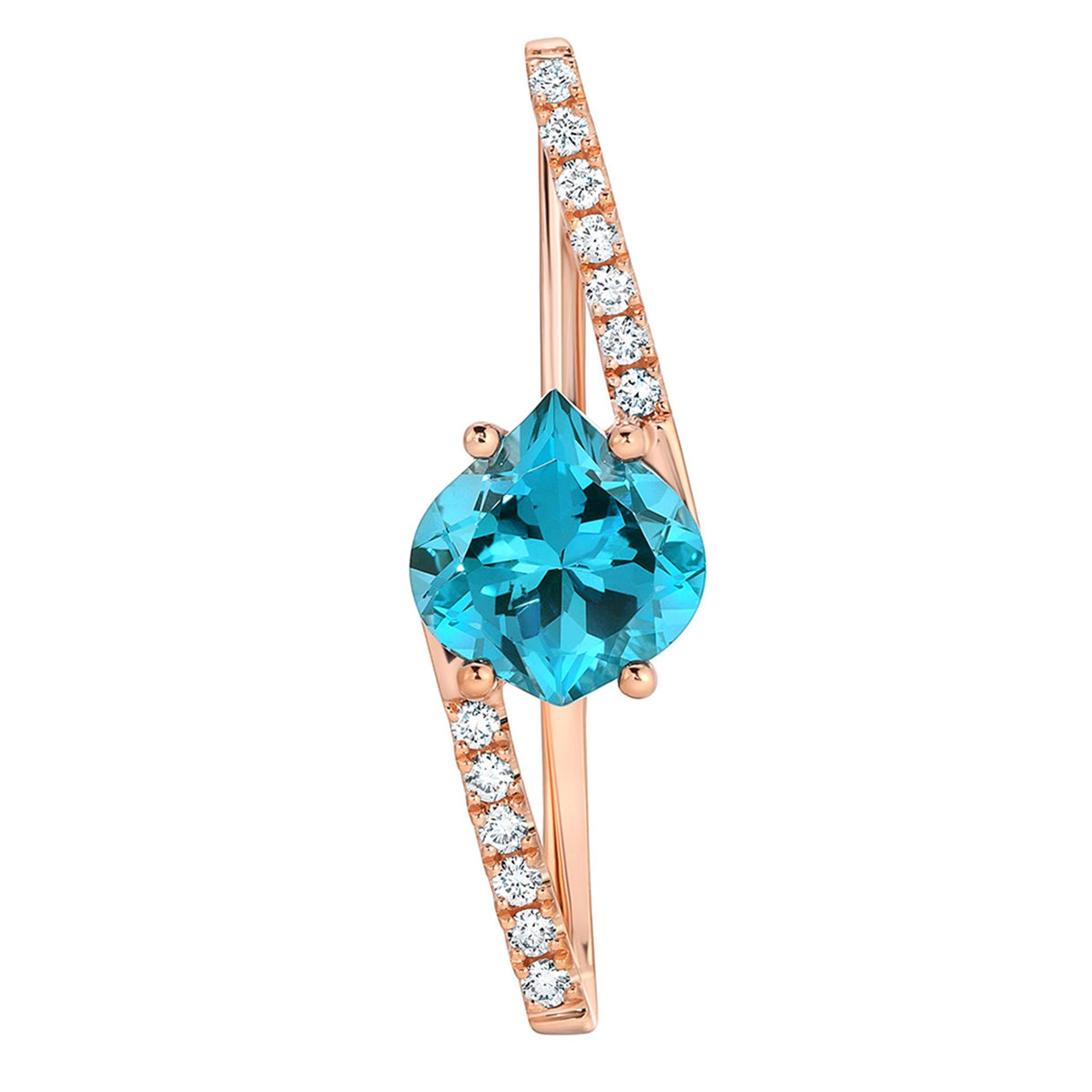 14Kt Rose Gold Pendant with 2.73ct Chatham Created Lab Created Paraiba-Colored Spinel