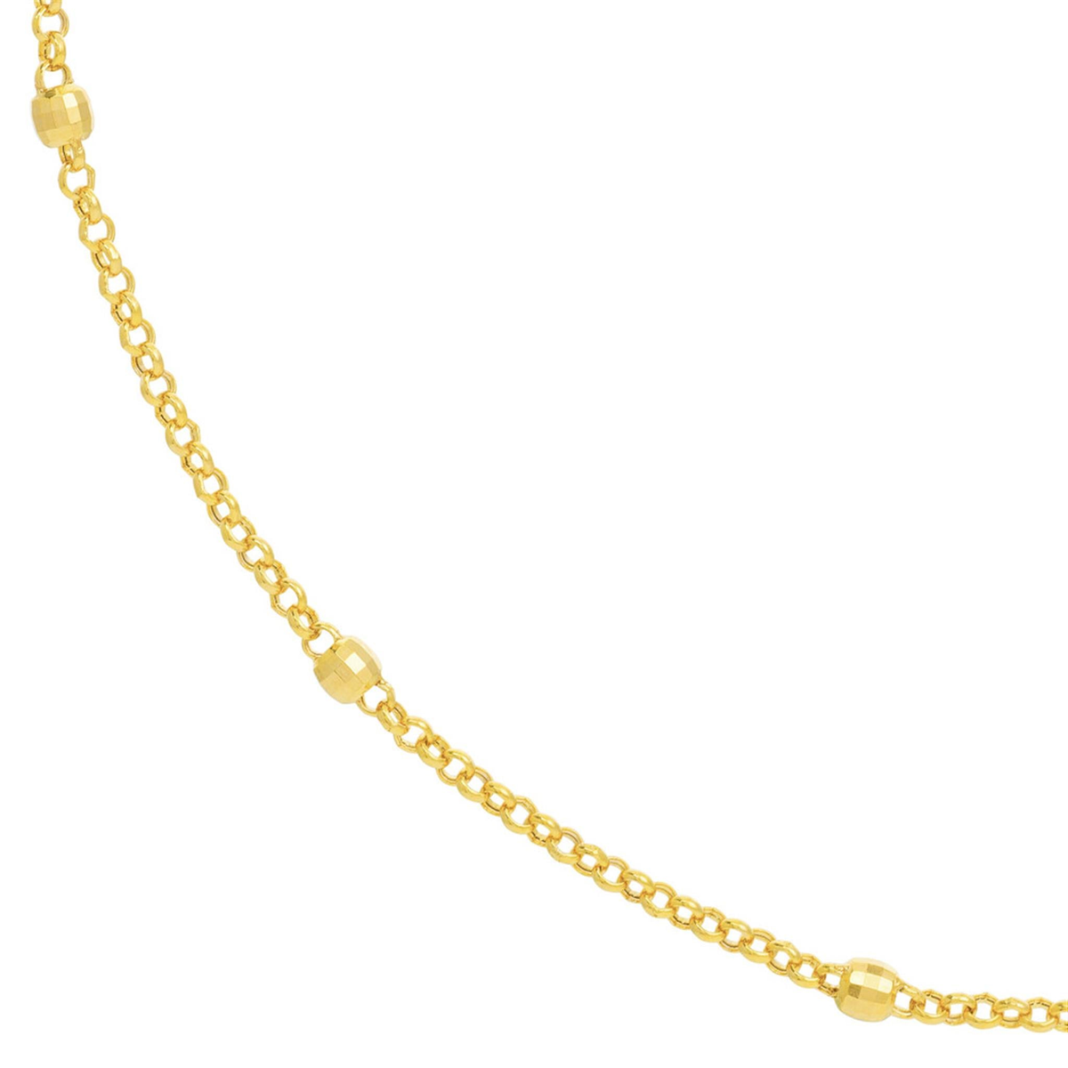 36" 14K Yellow Gold Beaded Station Chain