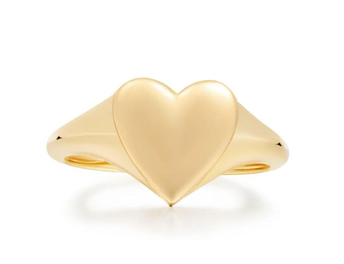 Ania Haie Love Signet Heart Ring in 14Kt Yellow Gold Overlay