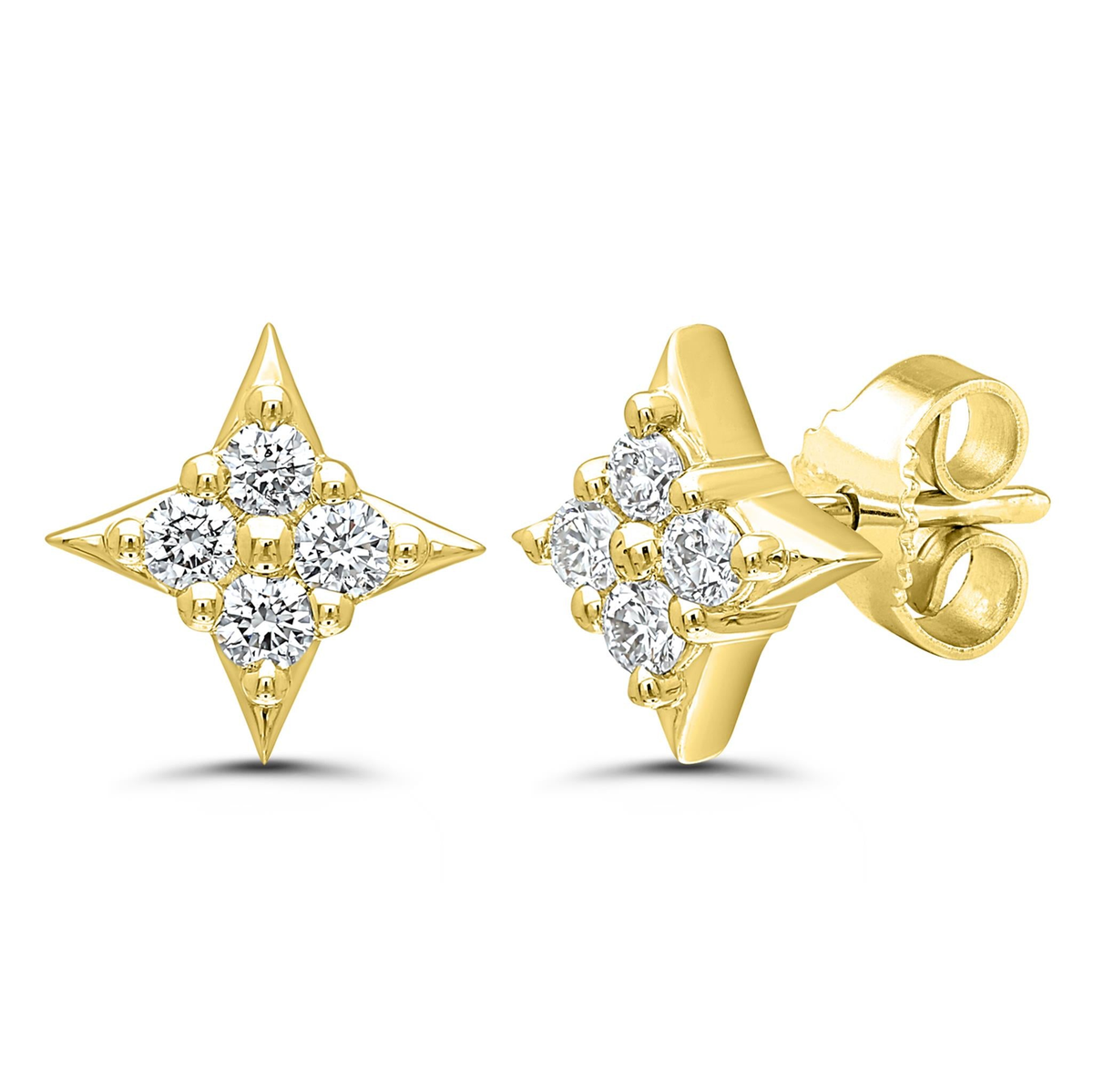 14Kt Yellow Gold Classic Stud Earrings 0.38cttw Natural Diamonds