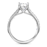 14Kt White Gold Vintage Inspired Engagement Ring Mounting With 0.36cttw Natural Diamonds