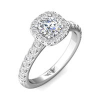 14Kt White Gold Halo Engagement Ring With 0.80ct Natural Center Diamond