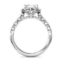 14Kt White Gold Halo Engagement Ring Mounting With 0.24cttw Natural Diamonds
