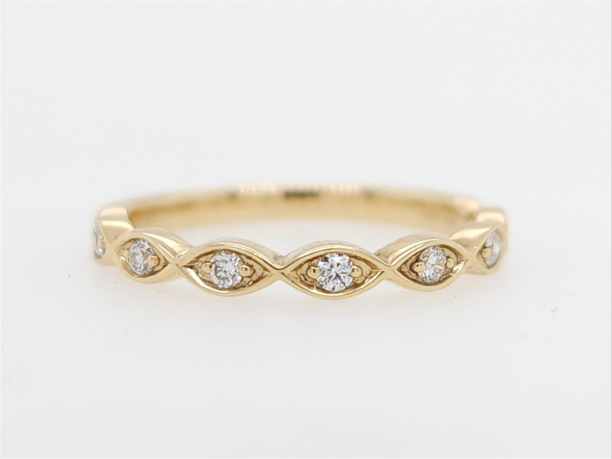 14Kt Yellow Gold Stackable Wedding Ring With 0.13cttw Natural Diamonds