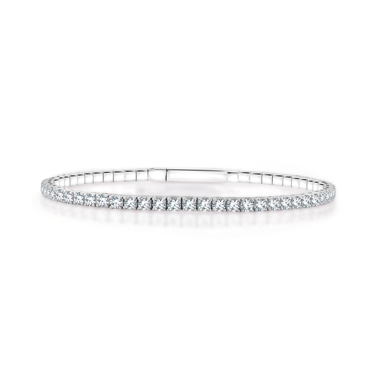 14Kt White Gold Flex Bangle Bracelet With 5.00cttw Natural Diamonds