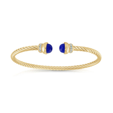 Sterling Silver Lapis Twist Cable Bangle in 14K Yellow Gold Vermeil