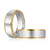 A. Jaffe 14Kt White Gold Satin Center 14Kt Yellow Gold Beveled Edges Men's Band in 14K Gold (Width: 8mm)