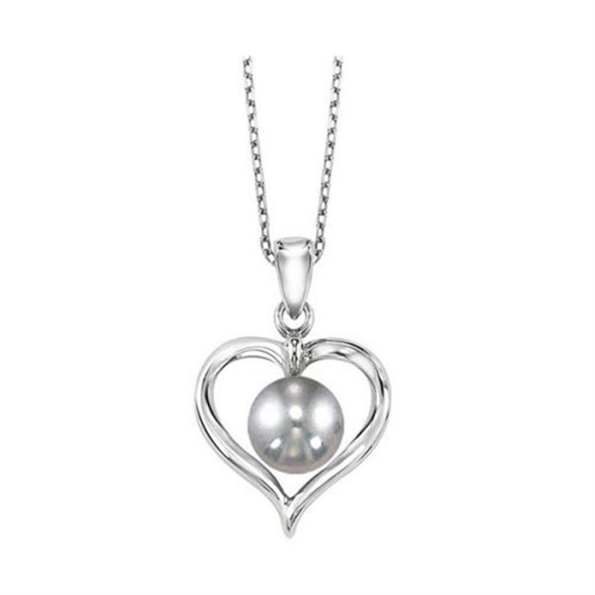 Sterling Silver Heart Pendant With White Freshwater Pearl