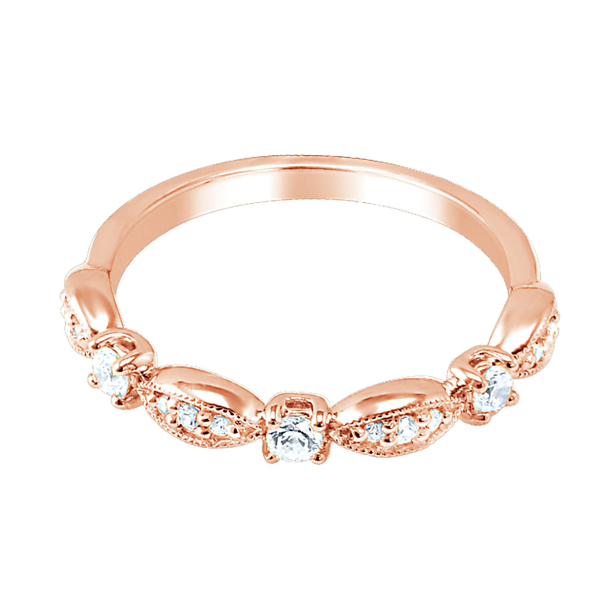 14Kt Rose Gold Stackable Wedding Ring With 0.25cttw Natural Diamonds
