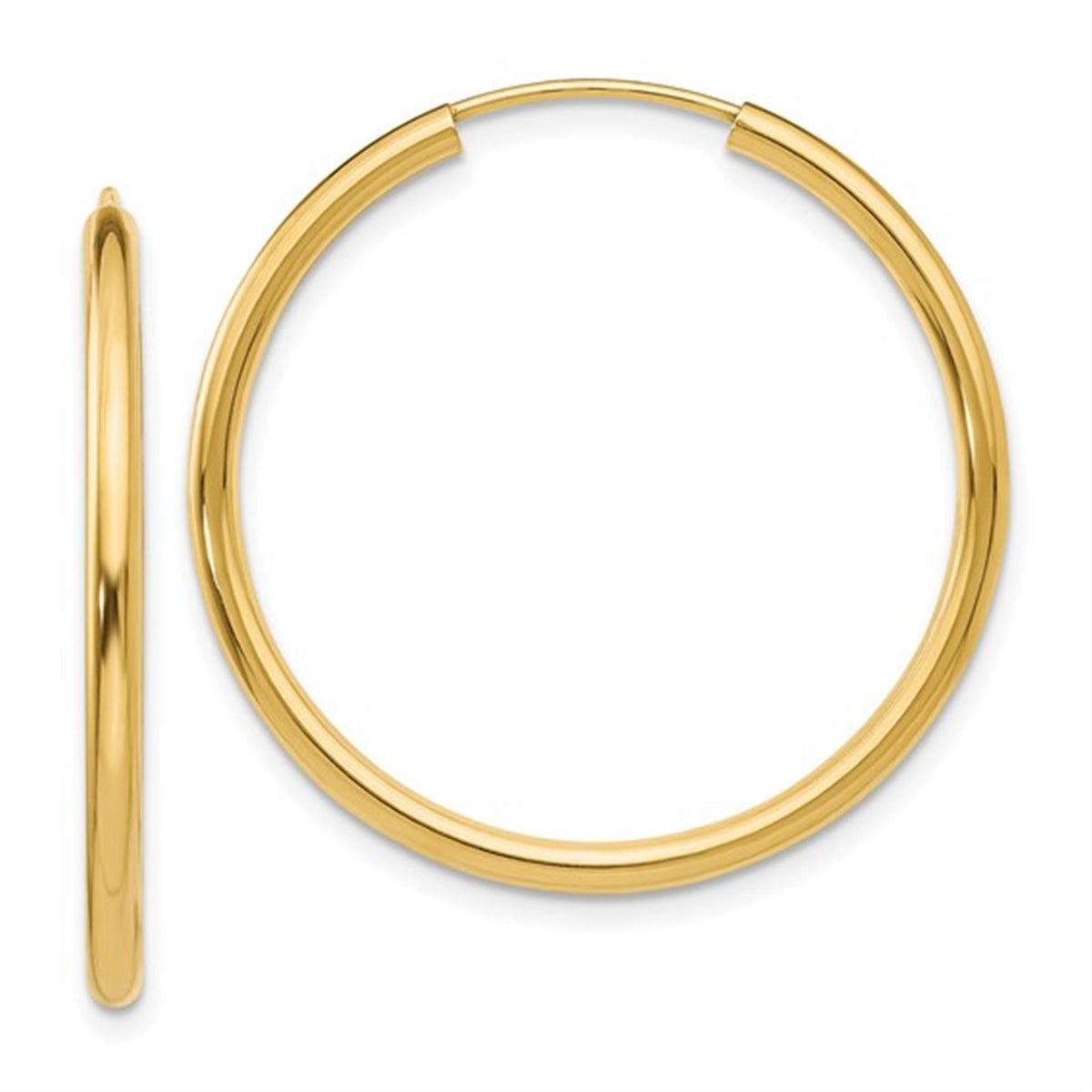 10Kt Yellow Gold 30mm Endless Hoop Earrings