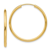 10Kt Yellow Gold 30mm Endless Hoop Earrings