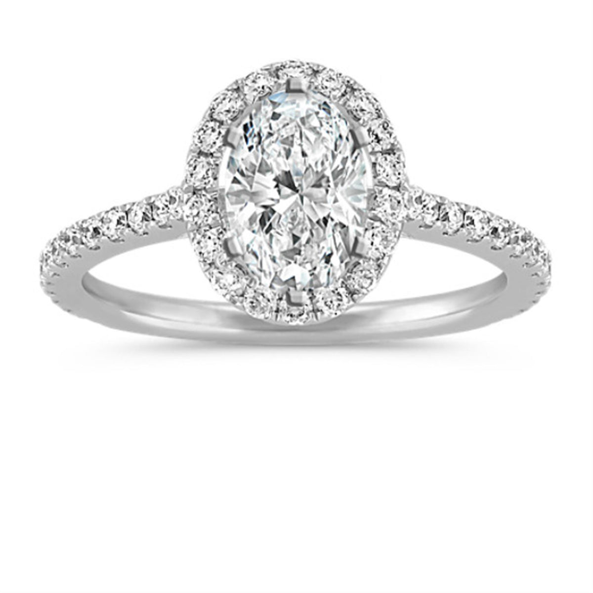 14Kt White Gold Giselle Oval Halo Ring With 1.01ct Natural Center Diamond