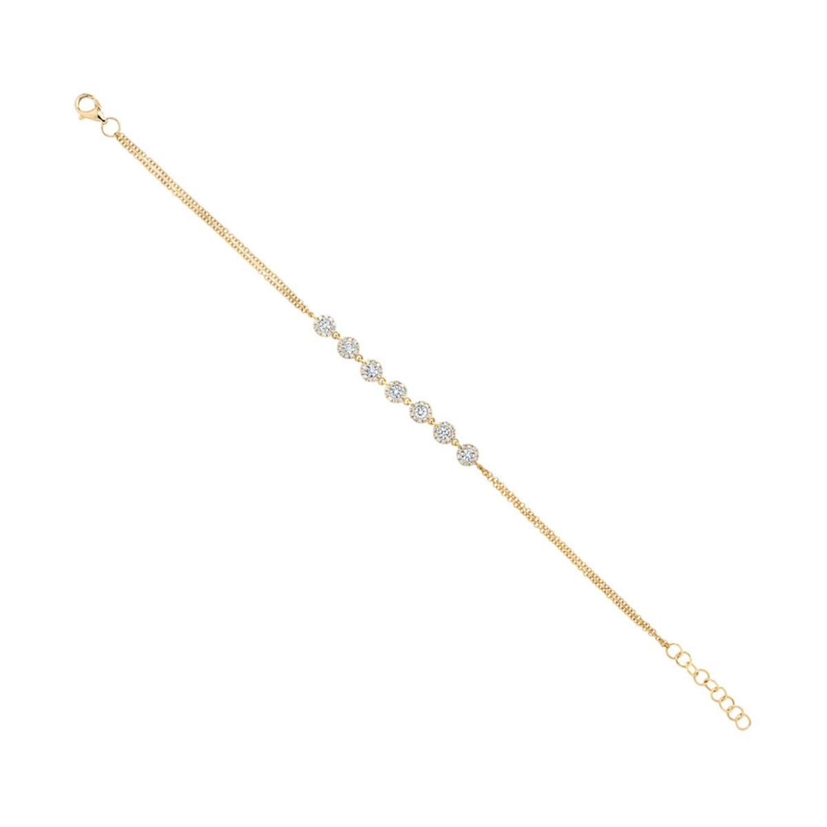 Shy Creation 14Kt Yellow Gold Fancy Link Bracelet With 0.66cttw Natural Diamonds