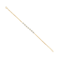 14Kt Yellow Gold Fancy Link Bracelet With 0.66cttw Natural Diamonds