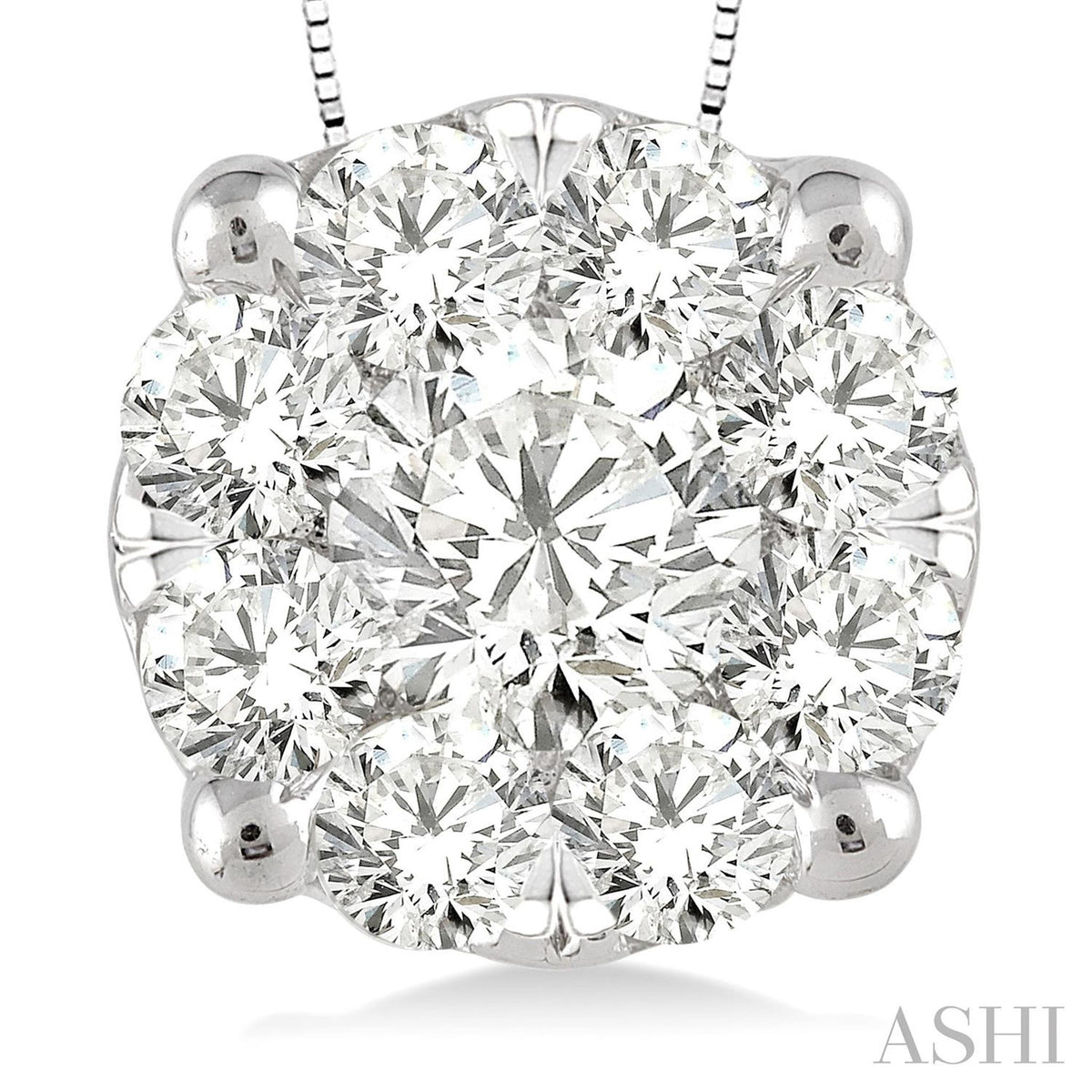 Lovebright 14Kt White Gold Pendant With .50cttw Natural Diamonds