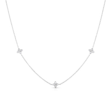Roberto Coin 18Kt White Gold Love By The Inch 3 Station 0.22cttw Diamond Necklace