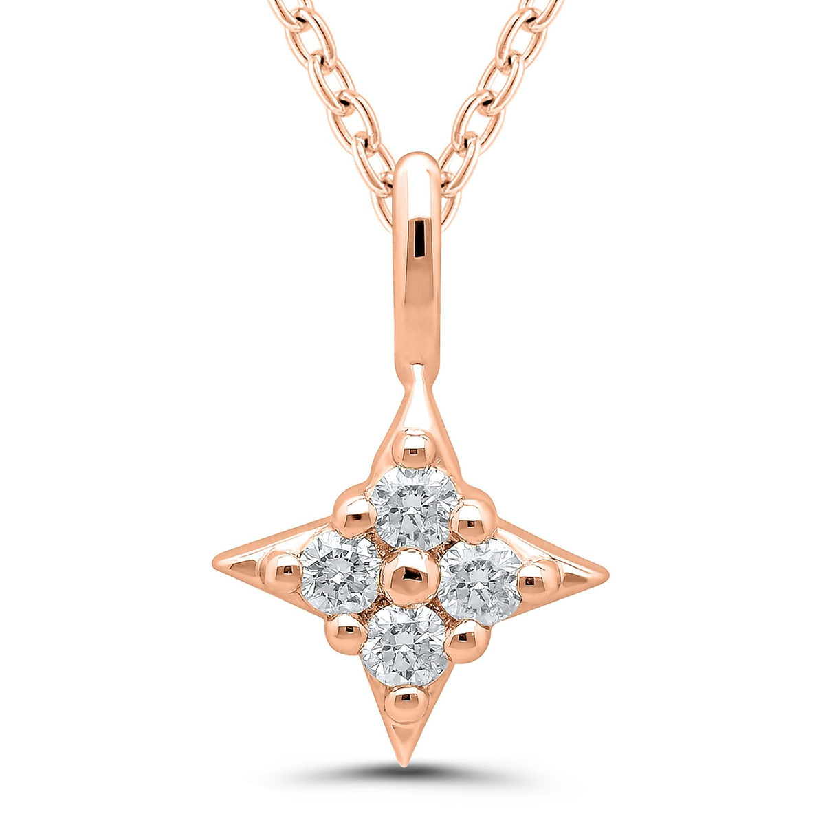 Star Of Hope Rose Gold Over Sterling Silver Pendant with .10cttw Natural Diamonds on 18" Cable Chain